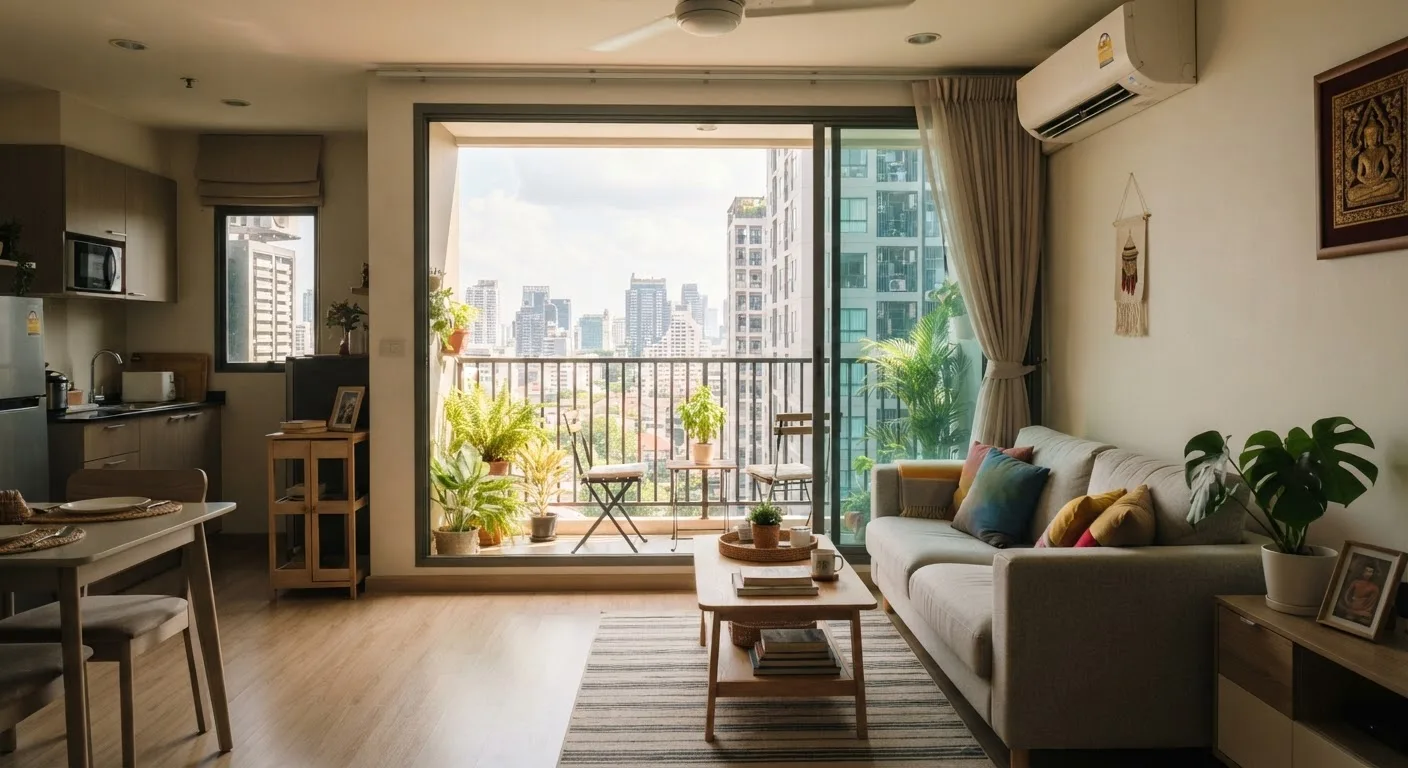 Typical family condo rental interior in Thailand