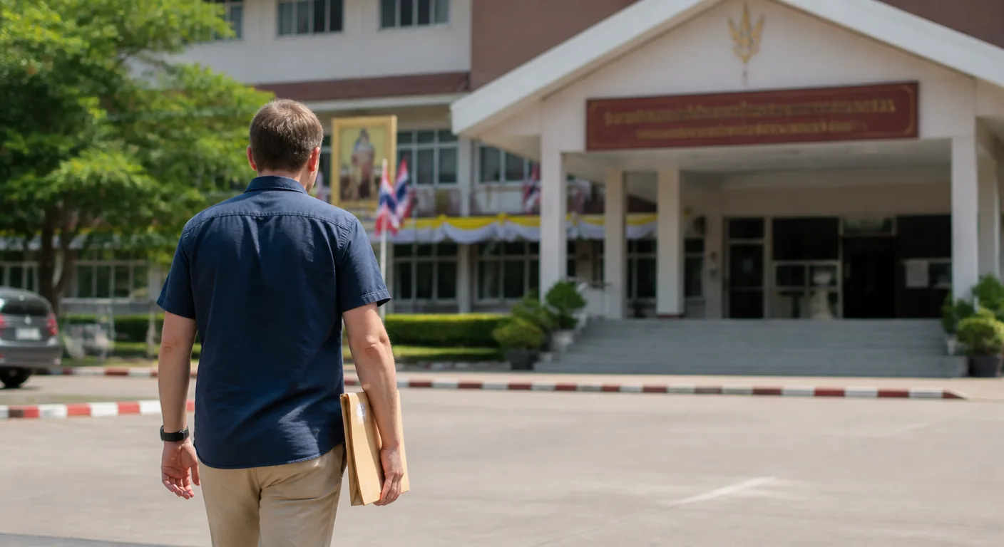 A foreign parent arriving at an area revenue office in Thailand with tax paperwork
