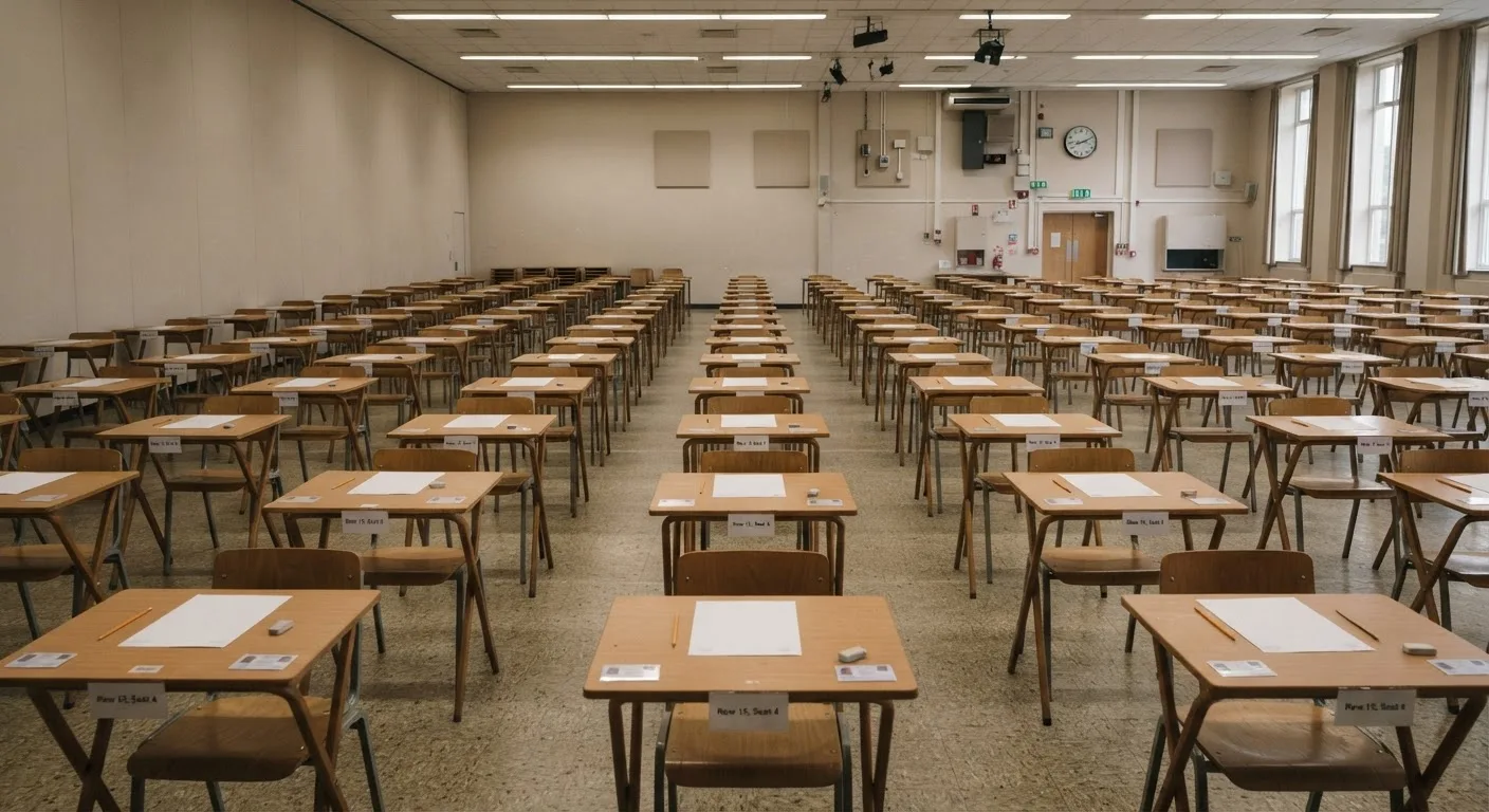 External exam centre room prepared for private candidate examinations